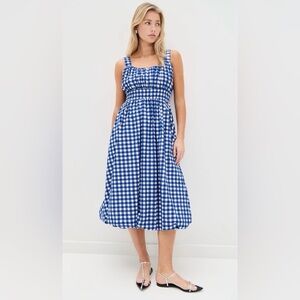 DARLING! NWT Tuckernuck Sea New York Cobalt Gingham Bubble Spring Dress Sz L